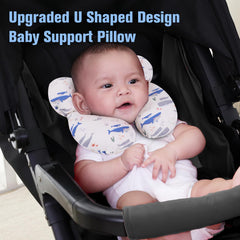 KAKIBLIN Baby travel pillow neck support design reduces bulk for comfortable positioning.