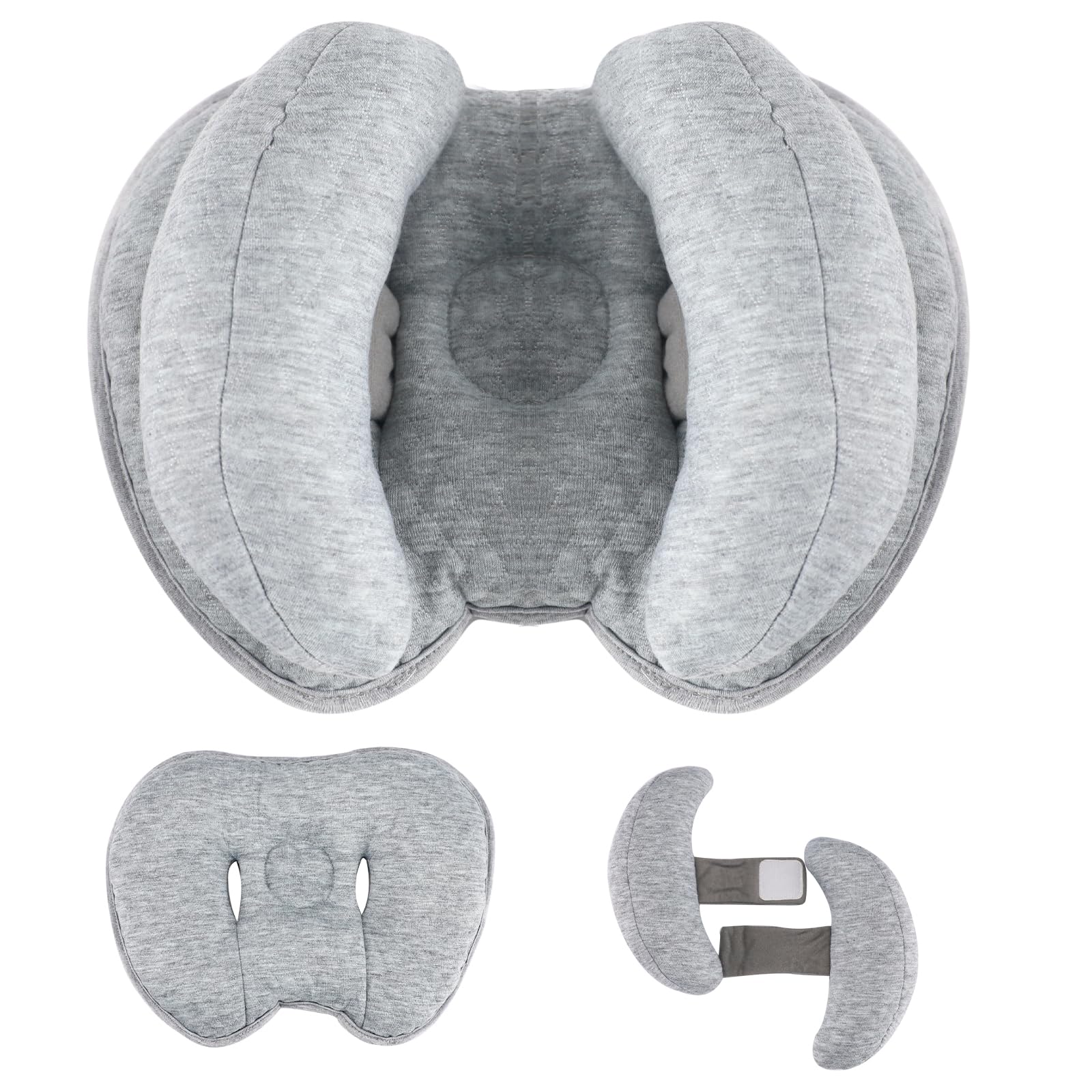 KAKIBLIN banana neck pillow for baby shows adjustable neck support during travel.