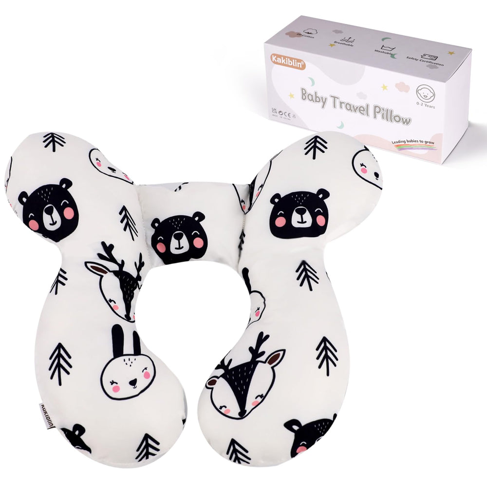 KAKIBLIN Bear neck pillow with U-shaped design providing gentle head support for travel
