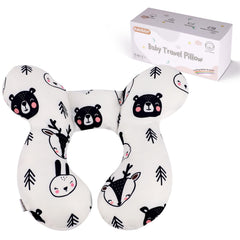 KAKIBLIN Bear neck pillow with U-shaped design providing gentle head support for travel