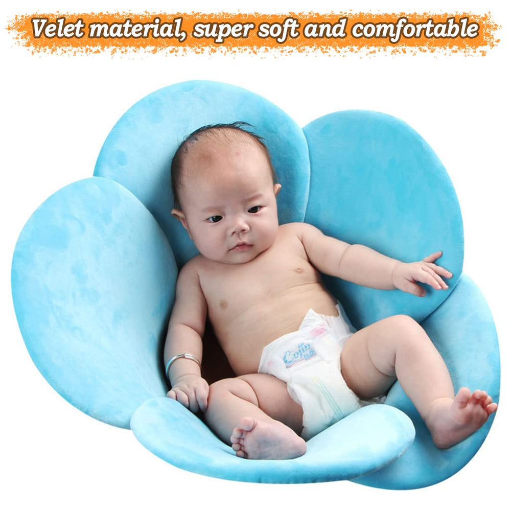 KAKIBLIN Flower Bath Pad head-support blue cradling baby during bath
