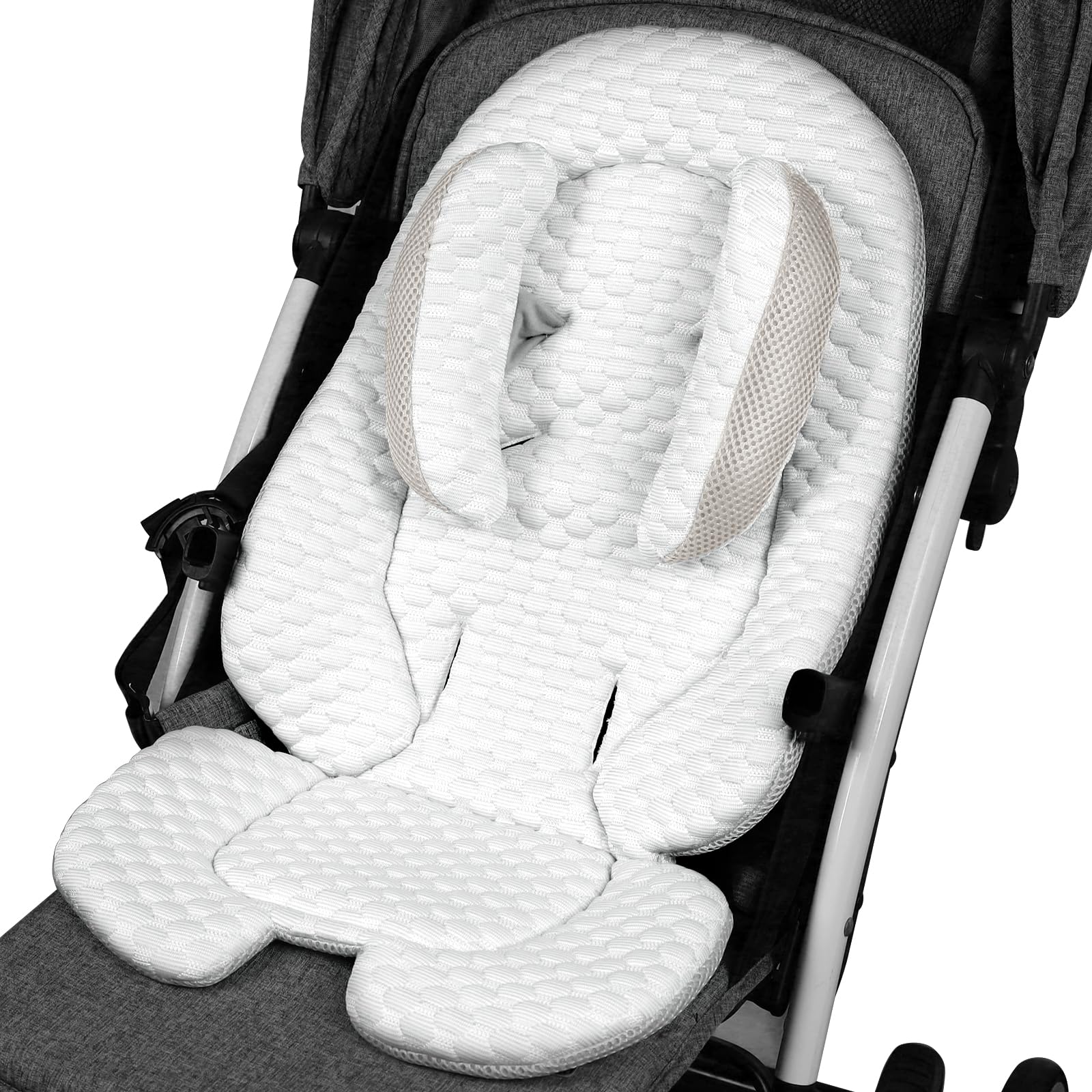 KAKIBLIN infant car seat insert with head and neck support for newborn comfort.