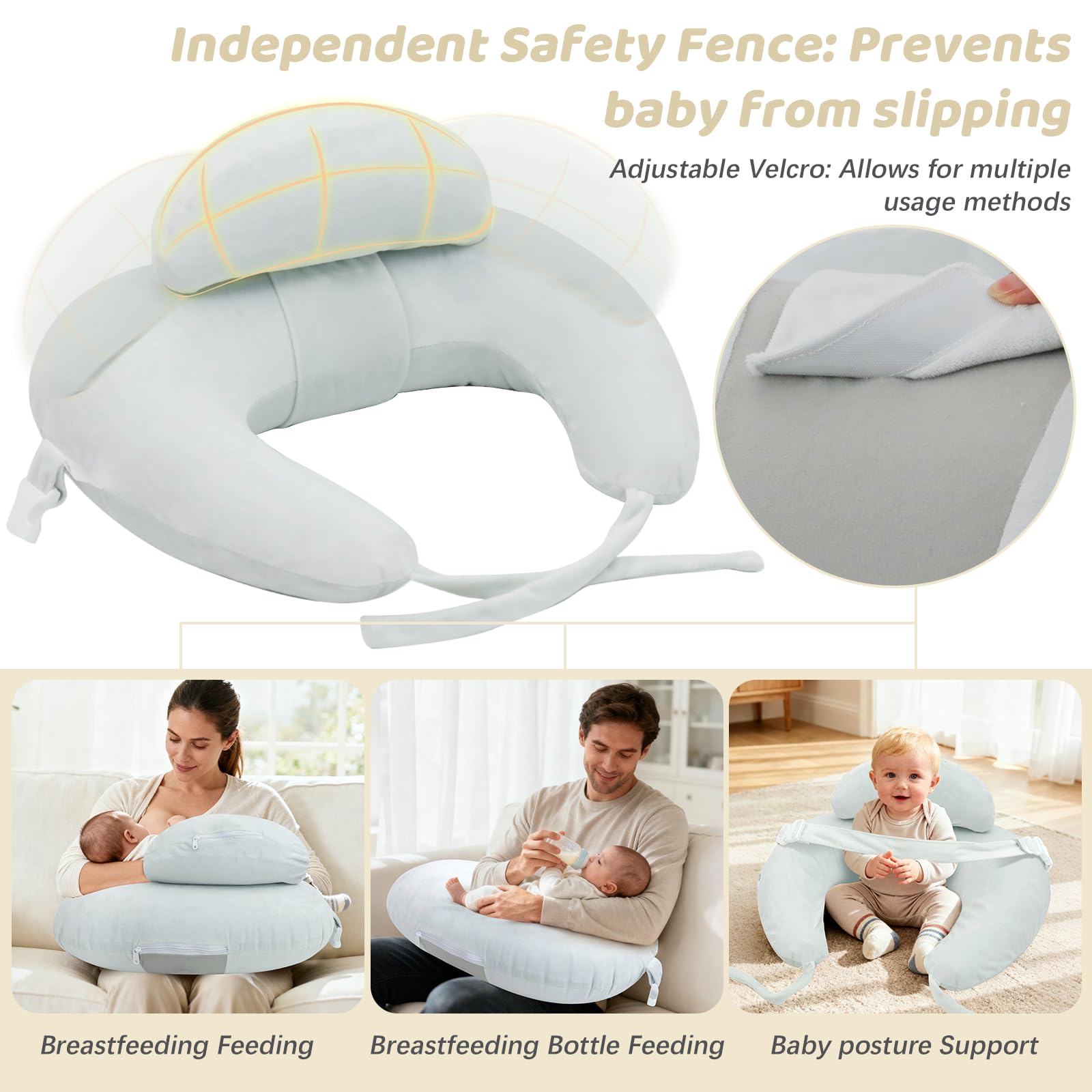 KAKIBLIN nursing-pillow-hands-free-feeding demonstrates comfortable hands-free use.