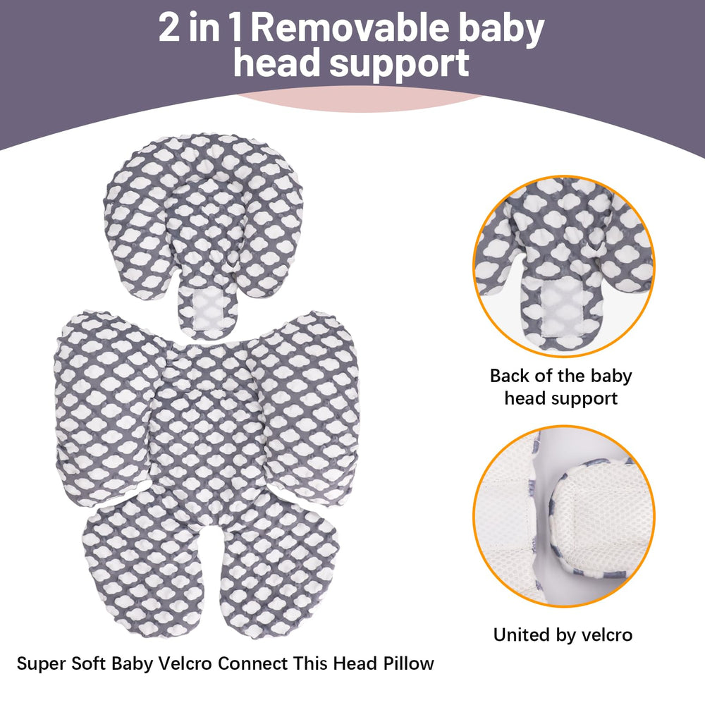 KAKIBLIN 2-in-1 cushion adapts to strollers, bouncers, and travel systems.