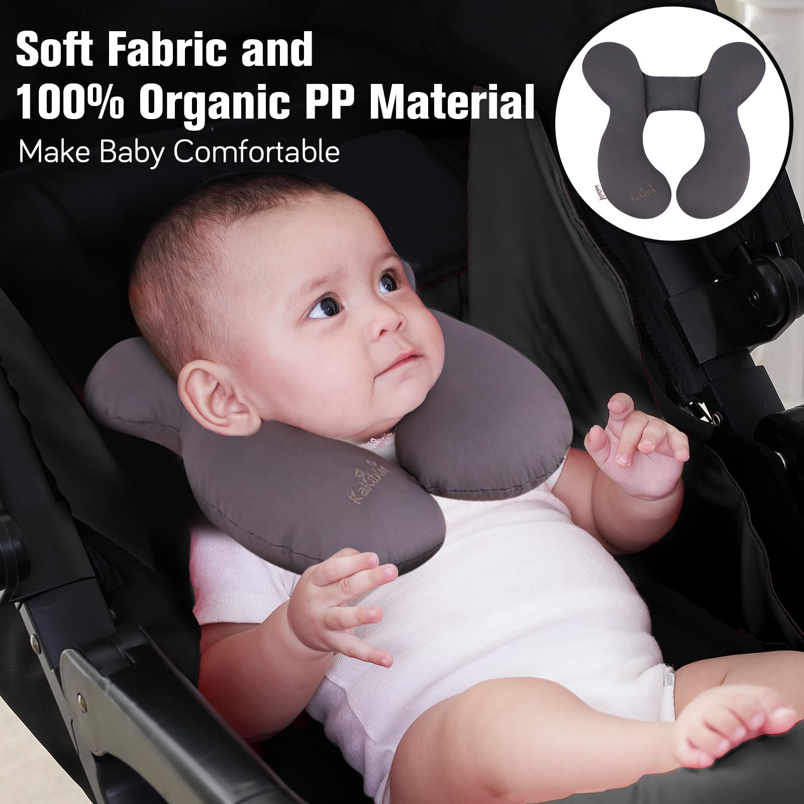 KAKIBLIN upgraded neck-support car seat keeps baby's head centered during rides.