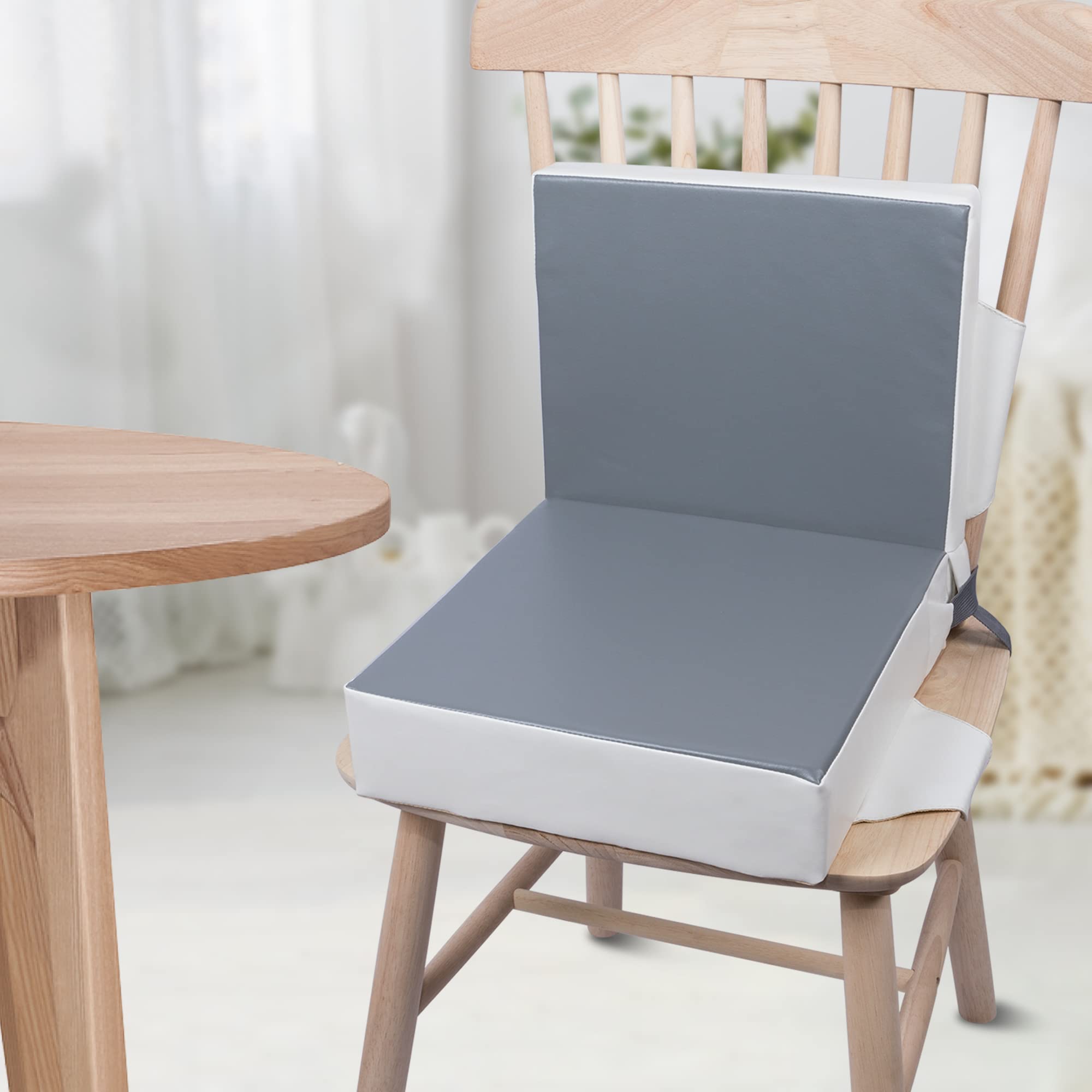 Kalawen booster seat non-slip spots help cushion stay in place.