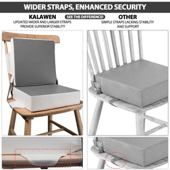 Kalawen booster seat upgraded straps and buckle stabilize the seat on your chair.