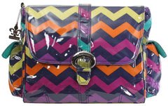 Kalencom Laminated Buckle Bag Rainbow Zig Zag with insulated bottle pocket for on-the-go feeding