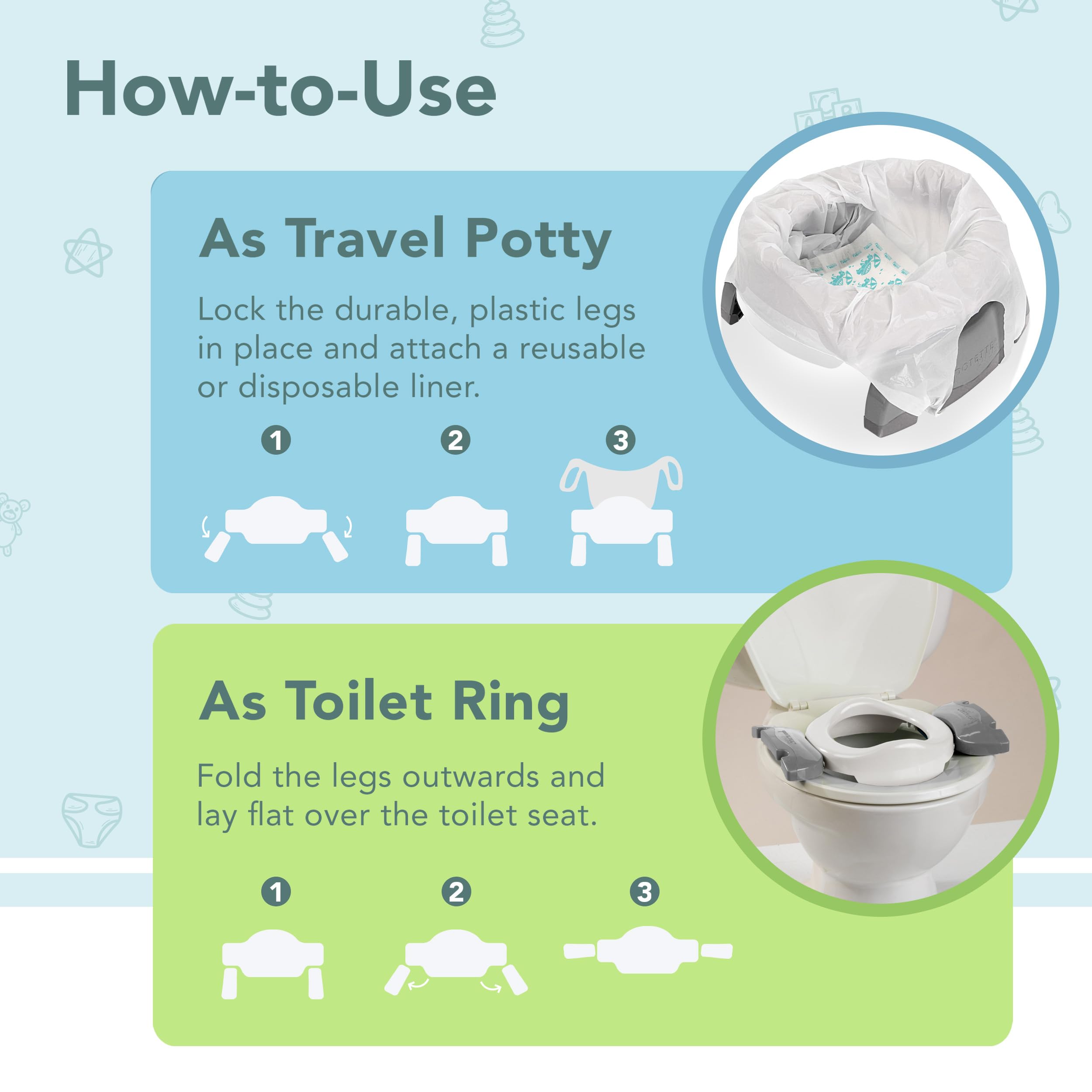 Kalencom Potette Plus disposable liners provide on-the-go cleanliness