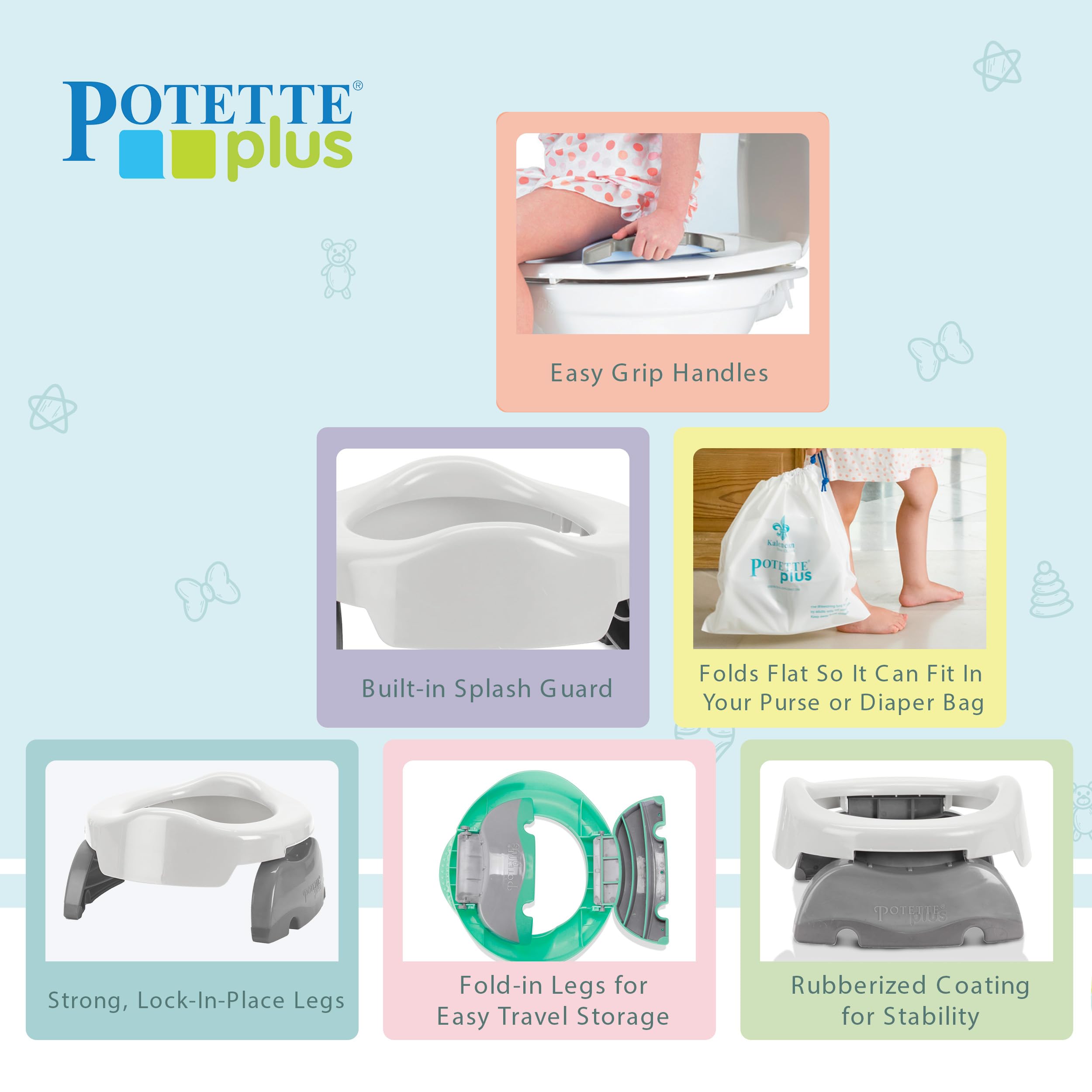 Kalencom Potette Plus trainer seat conversion for quick on-the-go bathroom readiness
