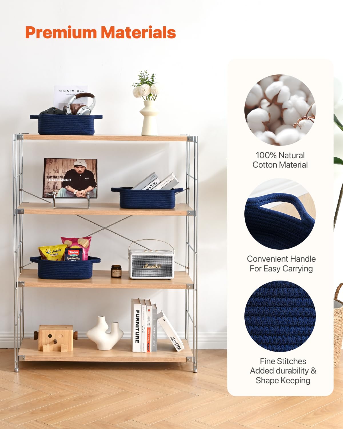 KALLAX basket storing towels, cosmetics, or toiletries keeps essentials neat.