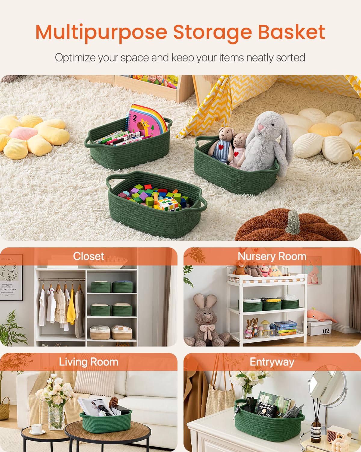 KALLAX green basket perfect for bathroom toiletries.