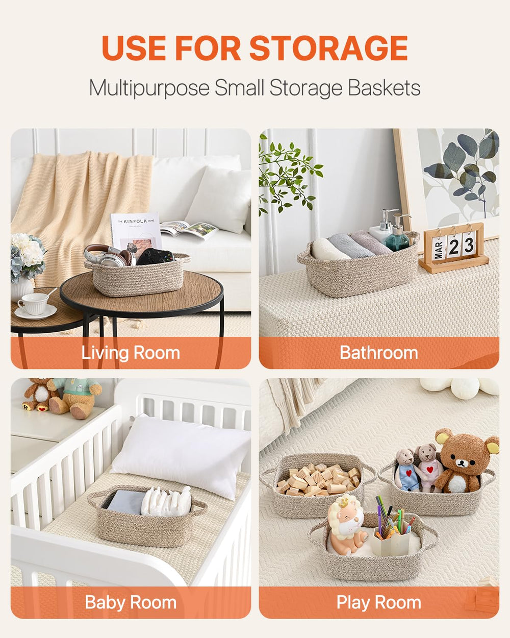 KALLAX small woven basket diaper organizer for nursery essentials.