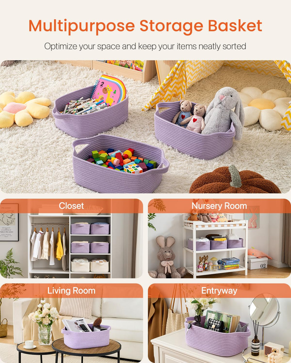 KALLAX woven basket's neutral color complements any decor style.