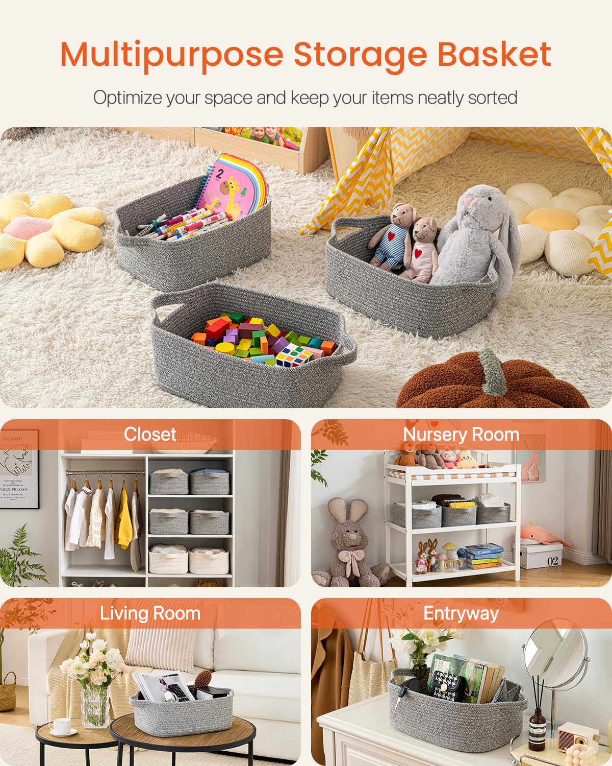 KALLAX small woven basket with neutral decor that complements any room