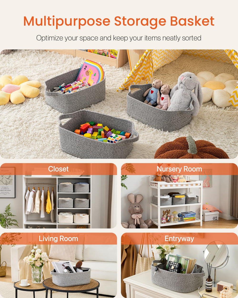 KALLAX small woven basket with neutral decor that complements any room