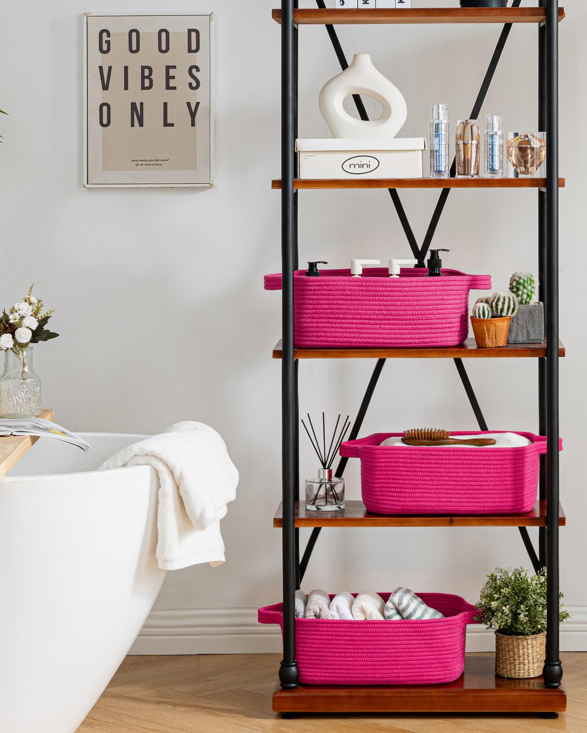 KALLAX neutral basket blends with modern decor styles