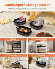 KALLAX Neutral color woven basket blends with modern or rustic decor.