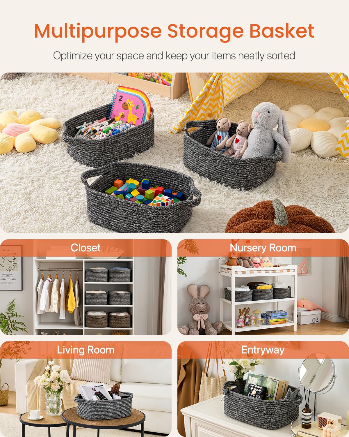 KALLAX small woven basket in nursery setup for organizing baby items safely