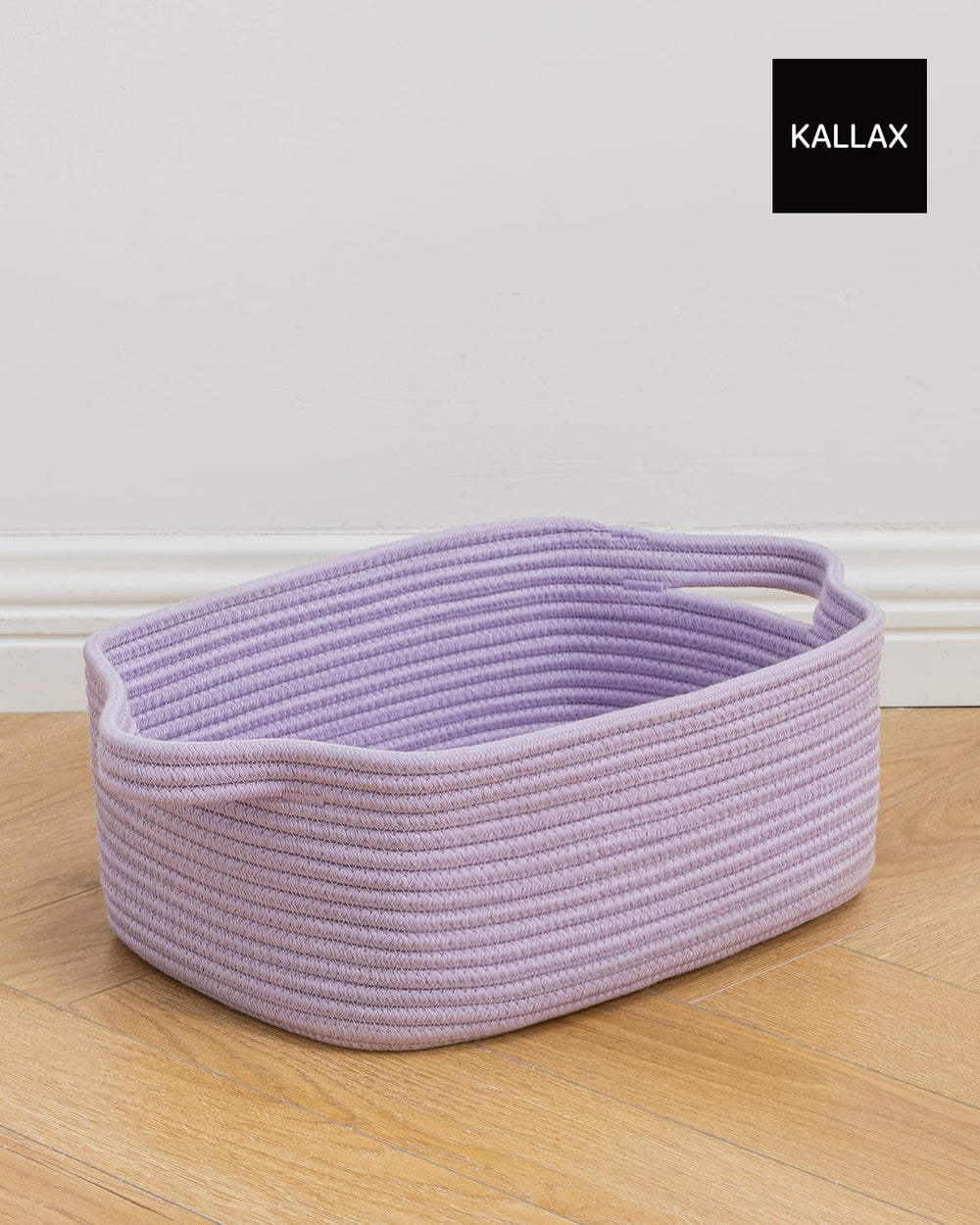 KALLAX nursery storage basket keeps diapers and small items tidy.