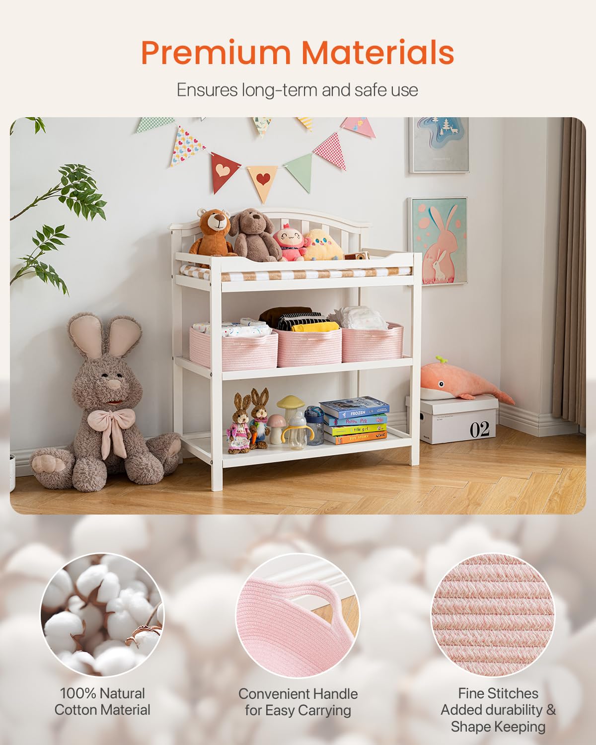 KALLAX neutral-tone basket on a shelf enhances home decor.