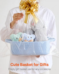 KALLAX shelf storage basket complements decor on a closet shelf.