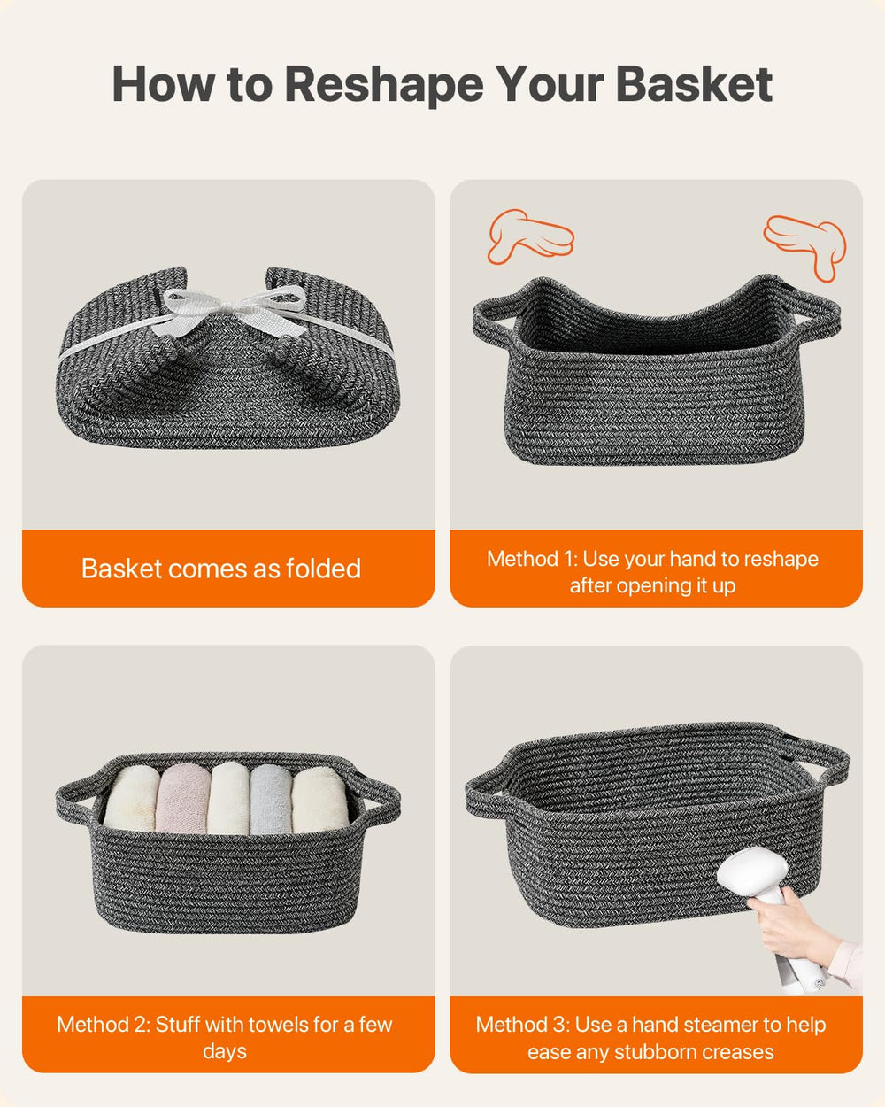 KALLAX small woven basket made of natural cotton rope, durable and soft to touch