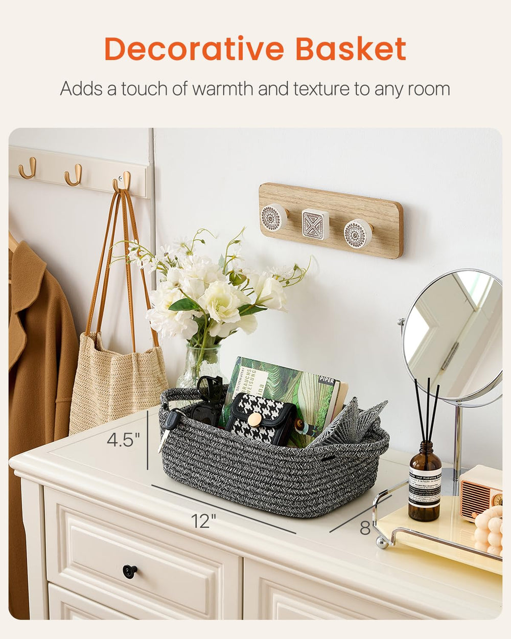 KALLAX three-pack woven basket set organizes small items neatly on shelves.