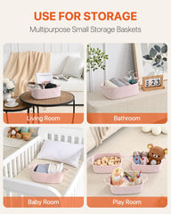 KALLAX small woven basket stores towels or bibs in a nursery or bath