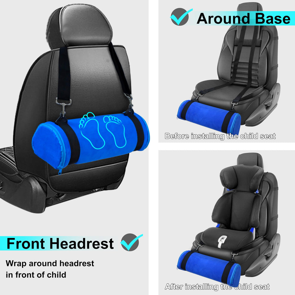 Kalnweis blue booster cushion enhances kid comfort and ease of use.
