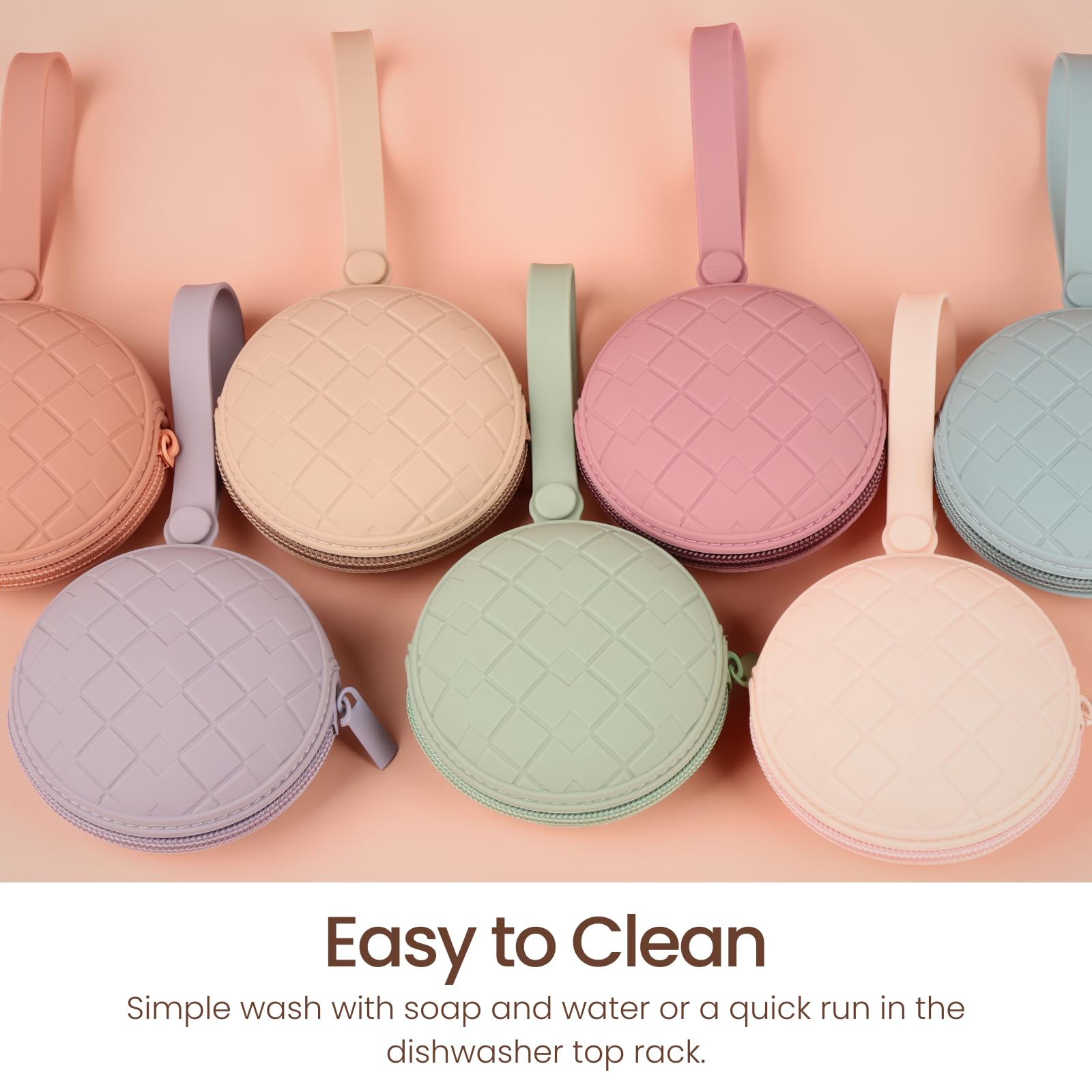 Kalovin multi-use silicone case fits pacifiers, nipples, and small teethers.