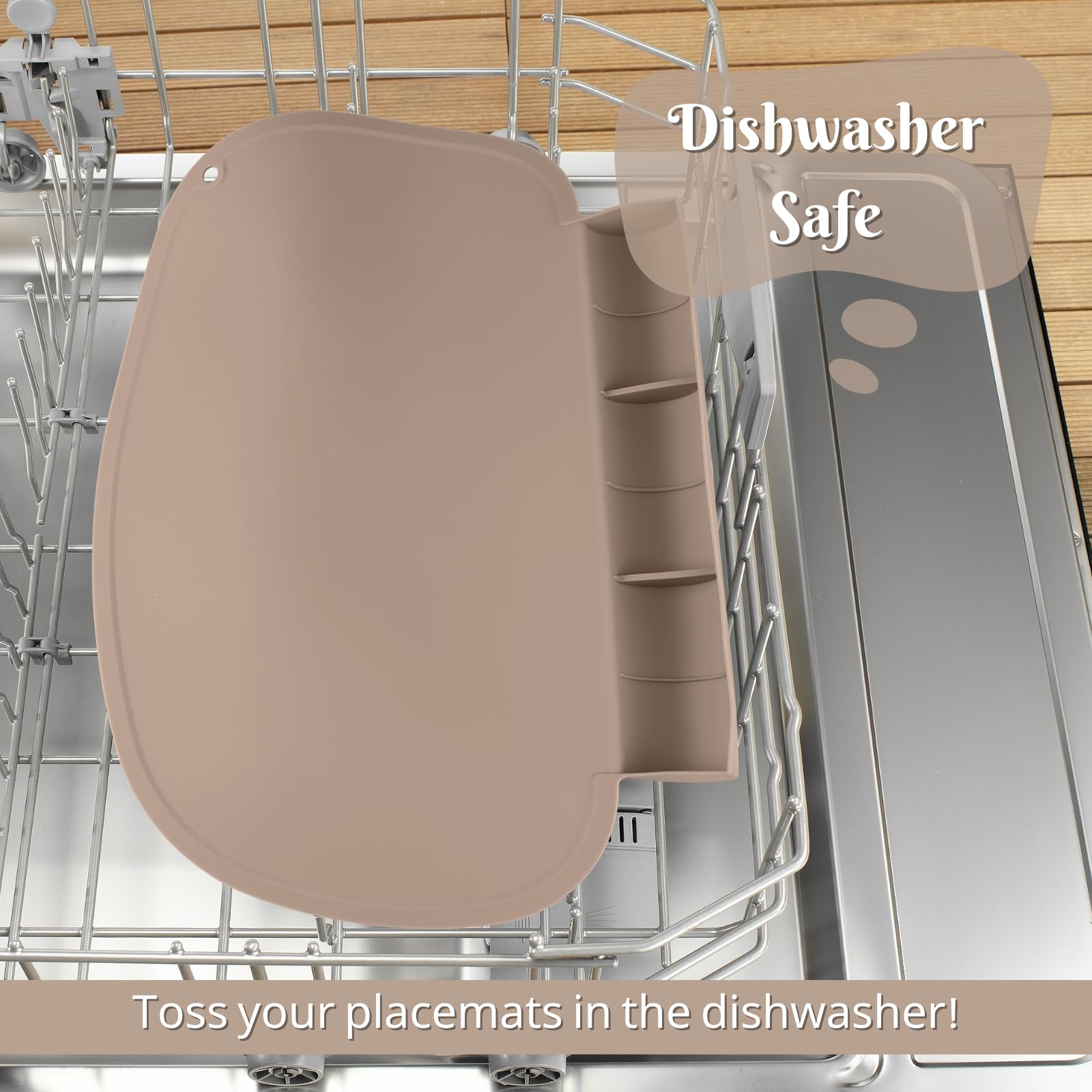 Kalovin placemat is dishwasher safe for quick, thorough cleaning