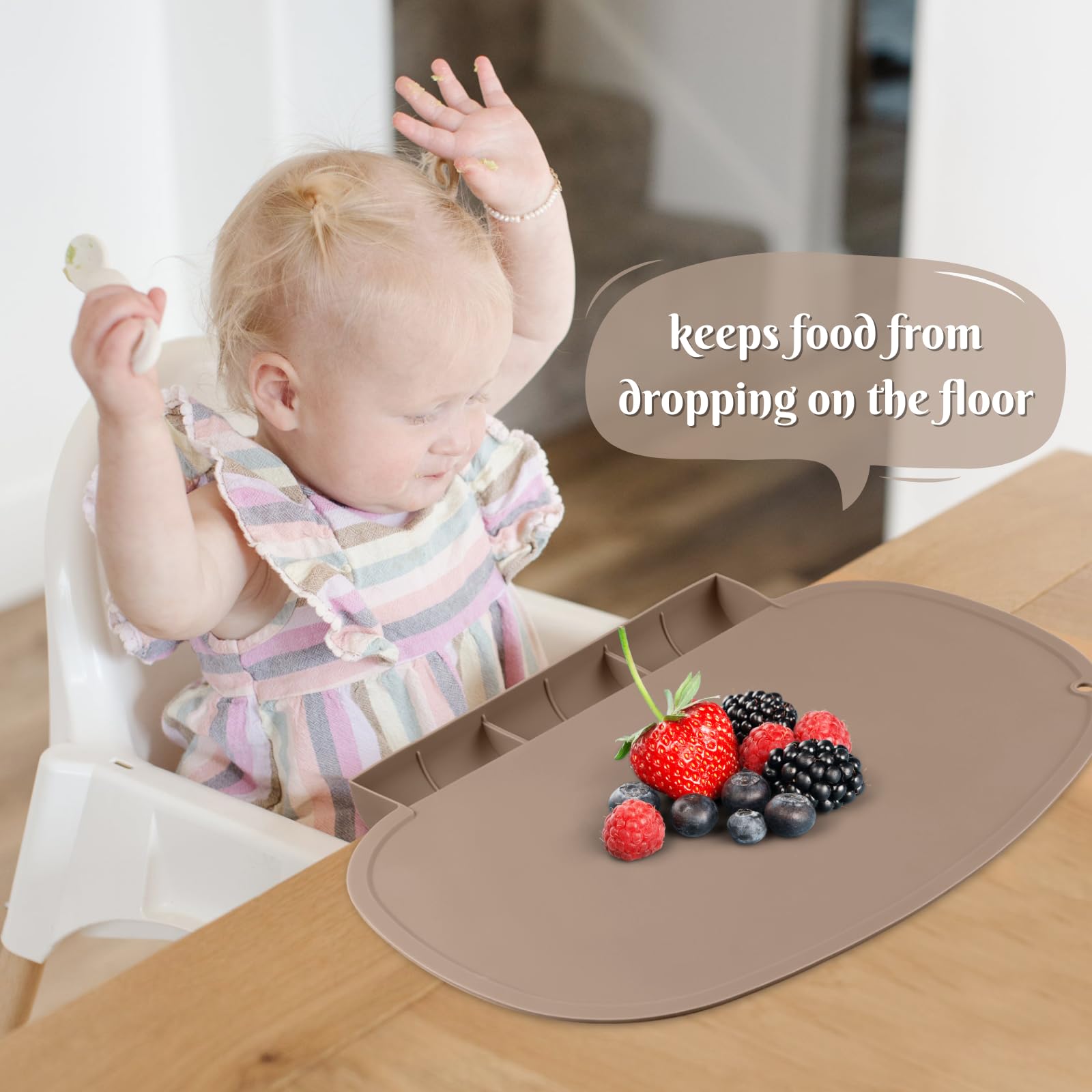 Kalovin placemat raised edges prevent spills from spreading during meals