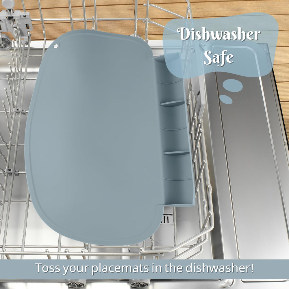 Kalovin silicone placemat is easy to clean and dishwasher safe.