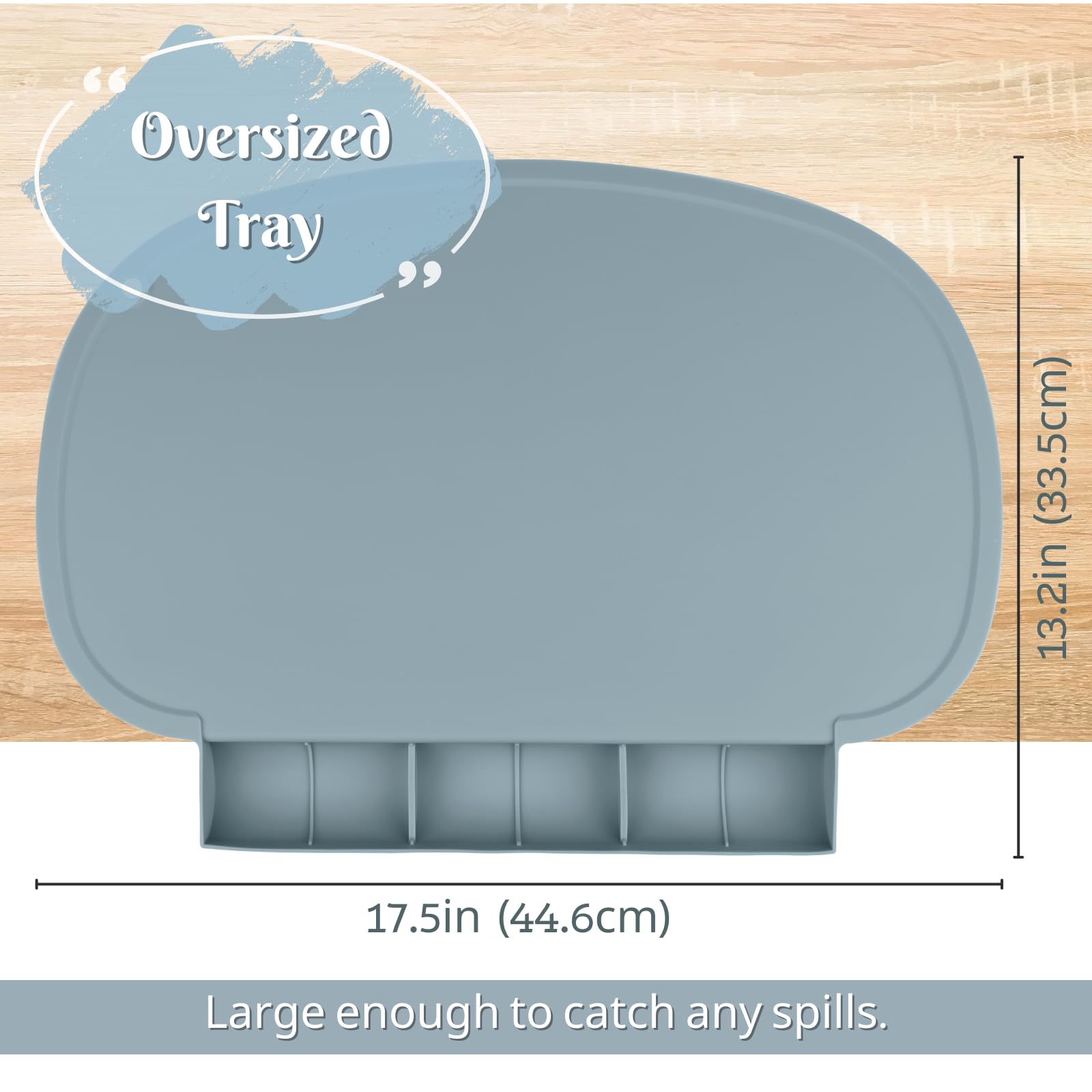 Kalovin silicone placemat with raised edges on a dining table in Ether color.
