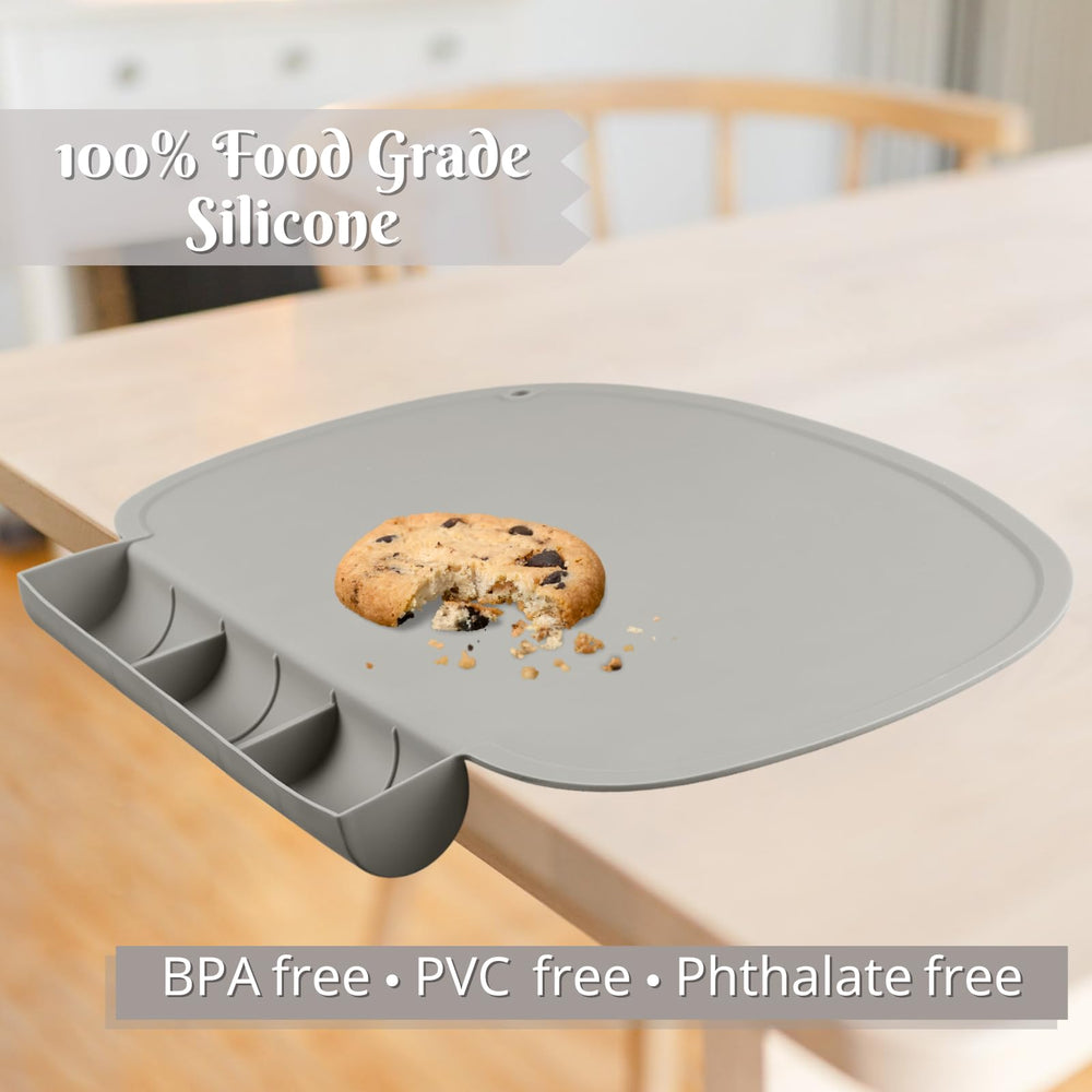 Kalovin placemat on table with spill catcher demonstrating mess control