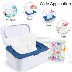 KALYLOC storage box in blue showing large capacity for travel-ready wipes