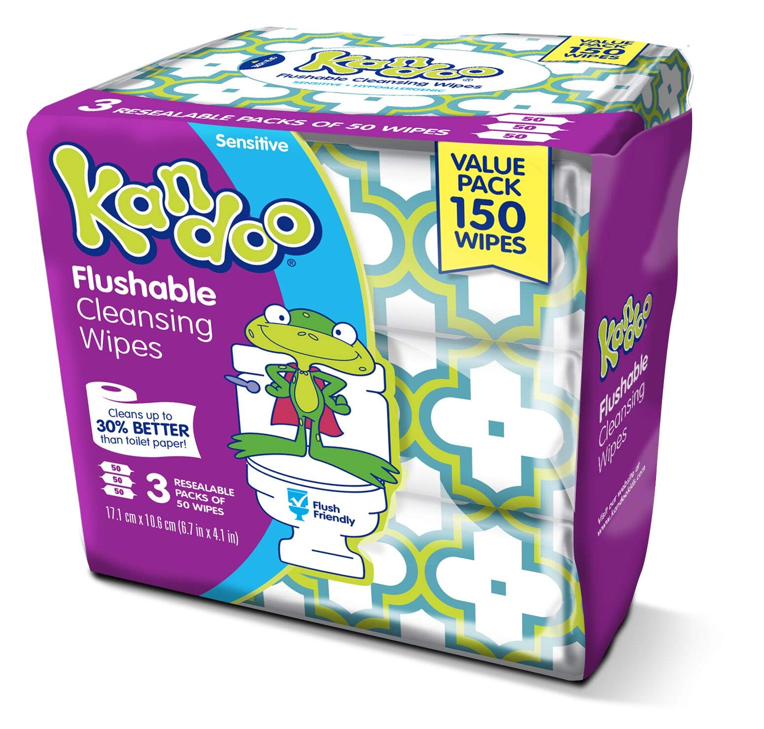 Kandoo Sensitive Flushable Wipes three-pack bundle for gentle cleansing.