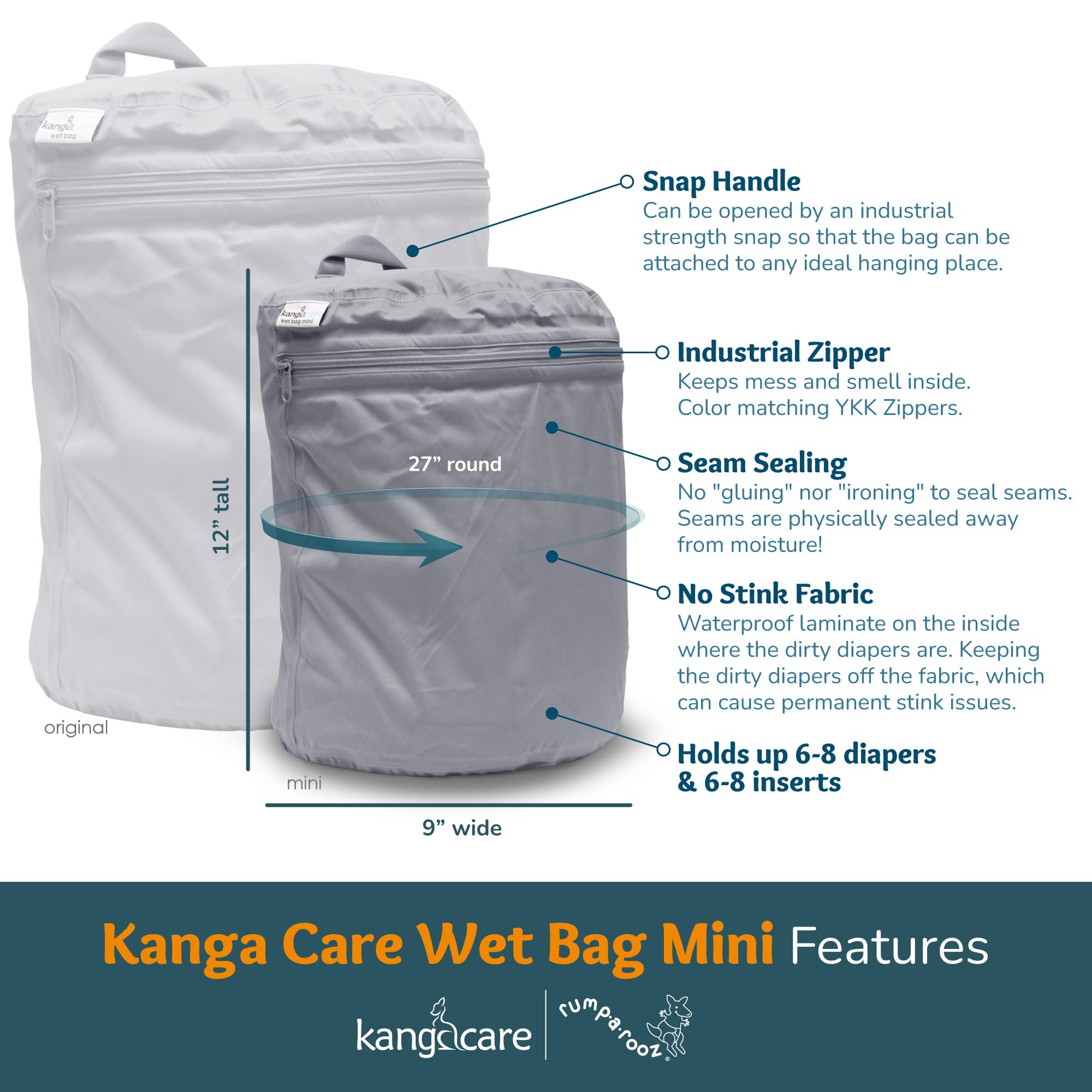Kanga Care Wet Bag MINI 3D design maximizes interior capacity
