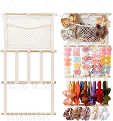 KANGAROO headband holder on wall mount keeps baby bows neatly organized.