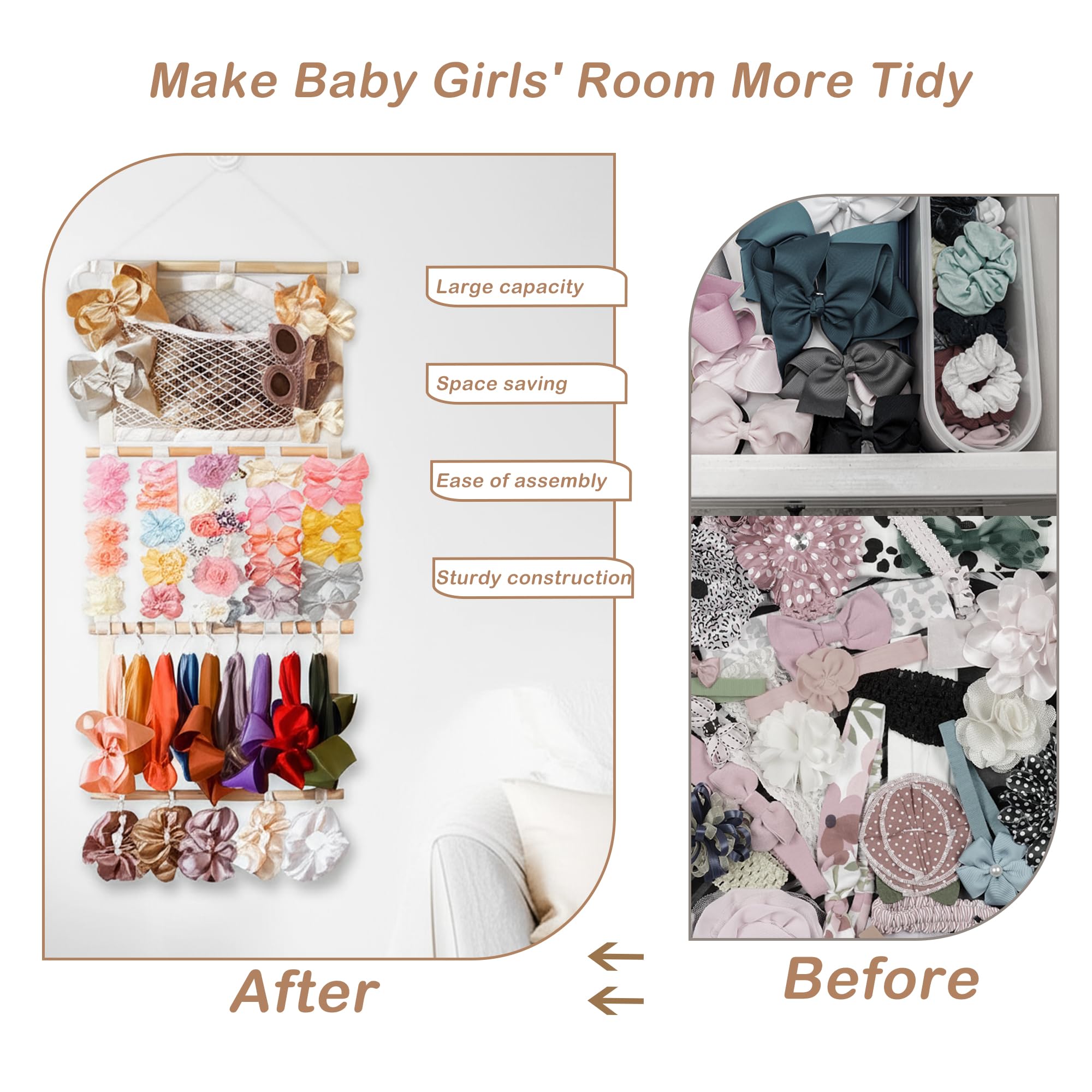 KANGAROO nursery bow hanger adds cute, practical wall storage for bows and headbands.