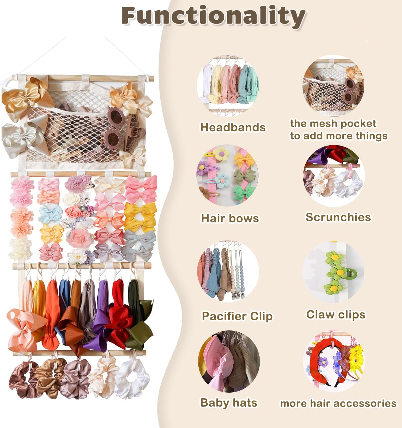 KANGAROO wall-mounted hair accessories organizer for nursery keeps clutter minimal.