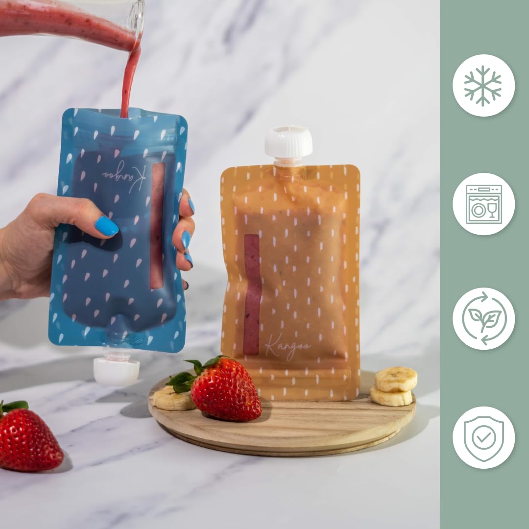 Kangoo smoothie pouch offers spill-free on-the-go hydration for kids.