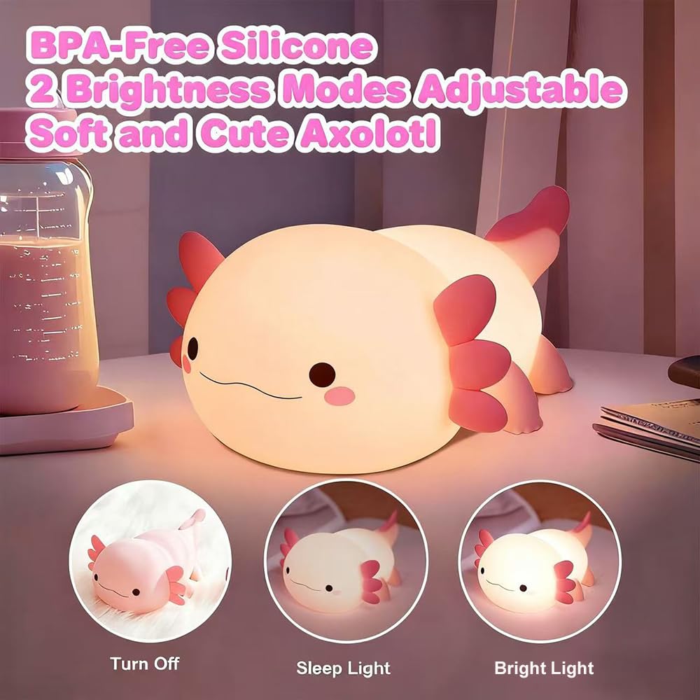 KangTen CHEN cute axolotl night light for kids room with friendly design