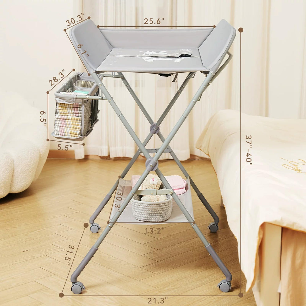 KARAOK changing table with wheels triangle-structure offers durability and stability.