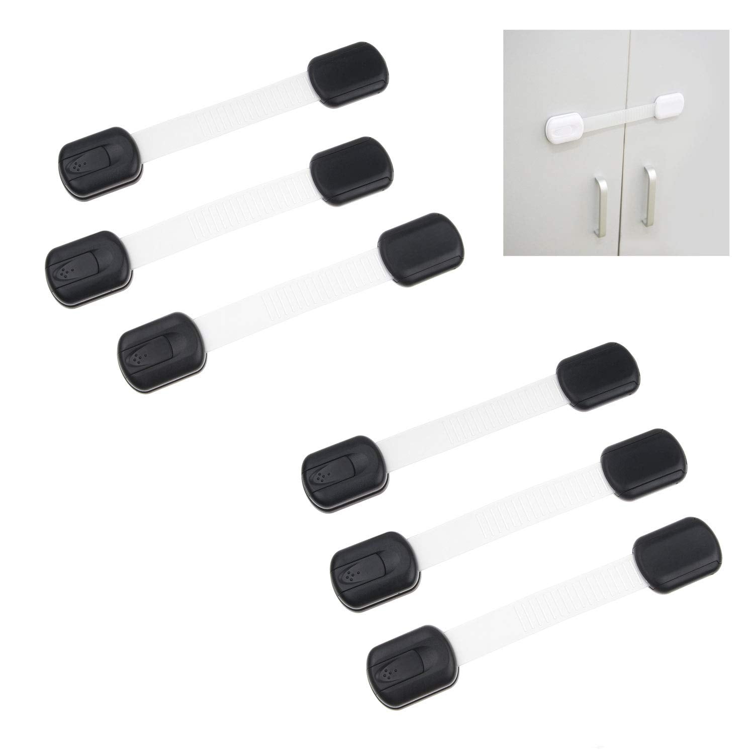 Kare & Kind six-pack black locks for cabinets and drawers.