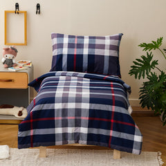 KAREVER checkered toddler bedding navy grid soft fabric for all-season comfort