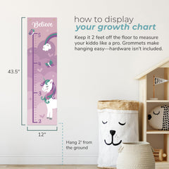Karisma Decor growth chart with silver grommets for easy hanging in a child's space.
