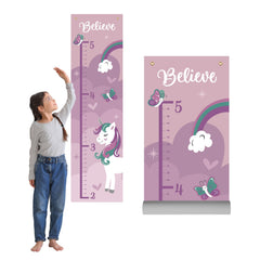 Karisma Decor unicorn growth chart front view with unicorns for a girl's room.