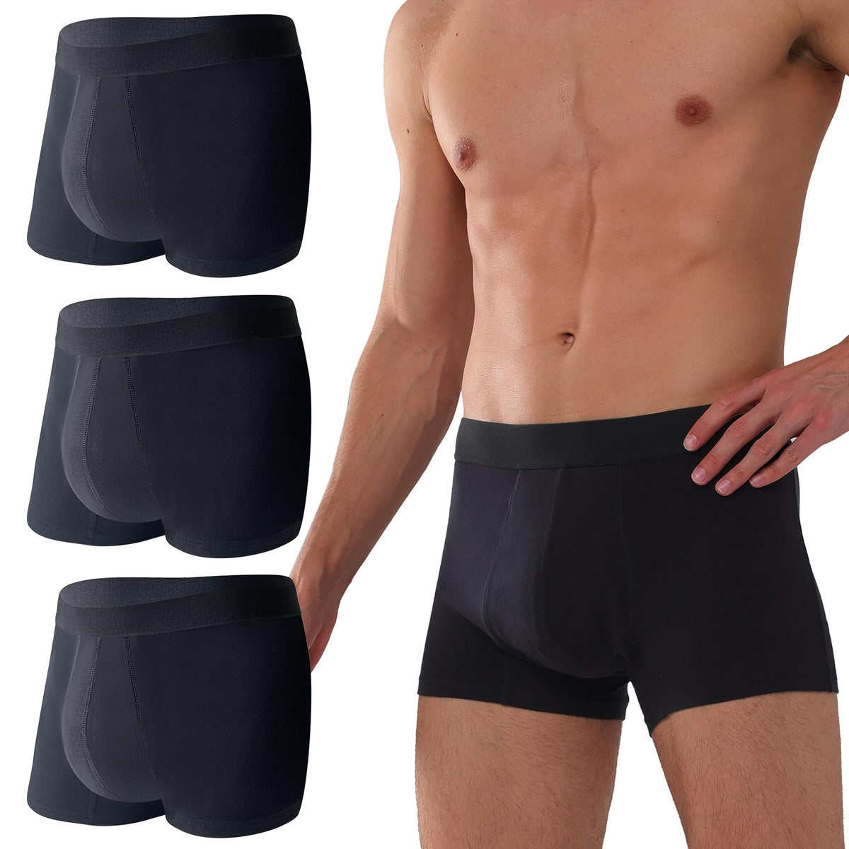 KARSWATT reusable underwear boxer in black 3-pack, for daily protection and confidence.